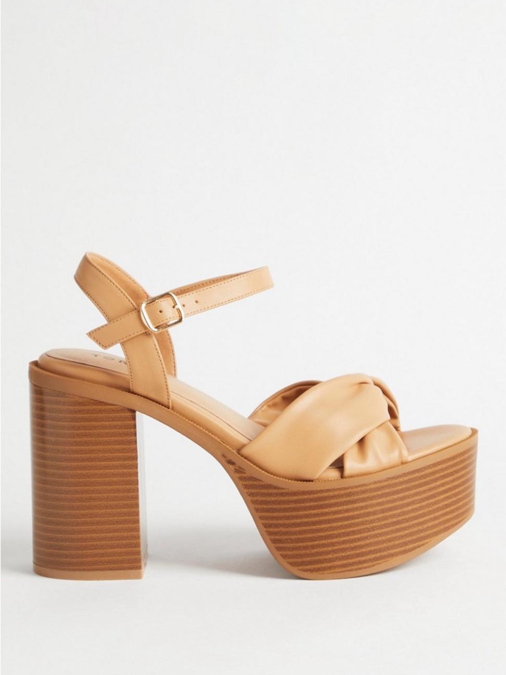 Torrid Soft Knot Platform Heels Tan Nude Size 9WW Extra Wide